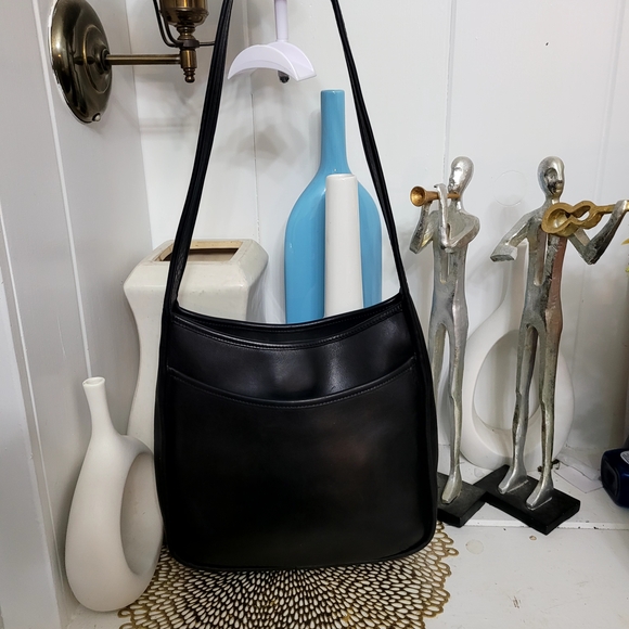 Coach Black Leather Messenger Bag - Picture 1 of 15